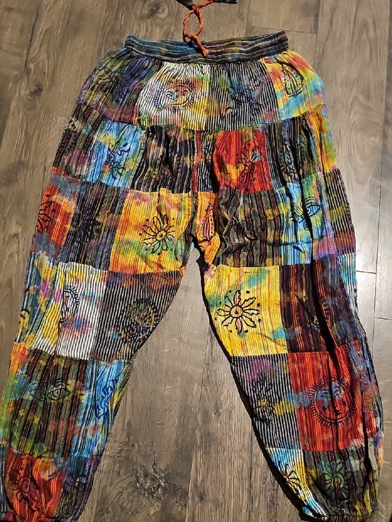 Pants - Boho Patchwork Hippie Harem Jogger Pants - Multicolor